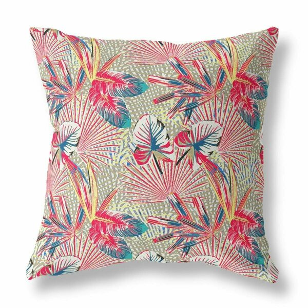 Palacedesigns 18 in. Tropical Indoor & Outdoor Throw Pillow Red & Gold PA3101256